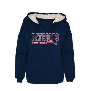 New England Patriots NFL Football Teens Sz-L Blue Pullover Front Pocket Hoodie